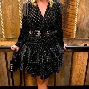 Bronx and Banco Maria Velvet Ruffle Mini Dress